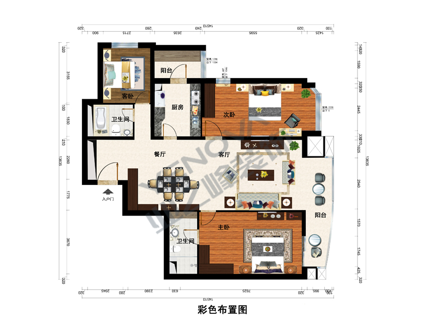 蓝狮在线装修彩色平面图-蓝狮在线家庭装饰效果图