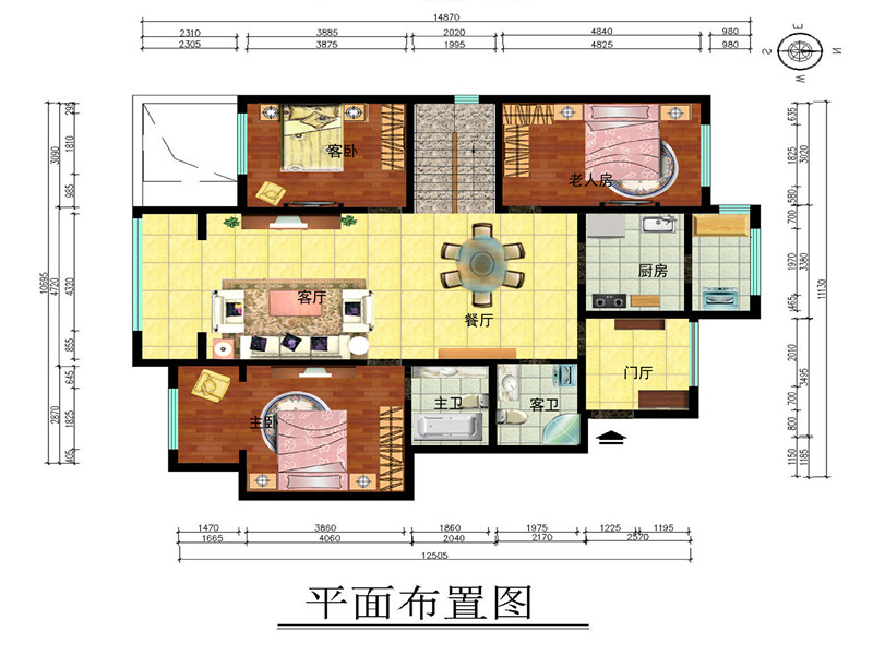 一层彩色平面结构图