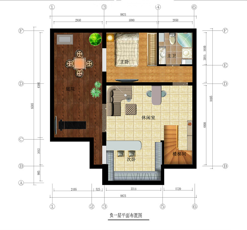 地下一层彩色平面布局图