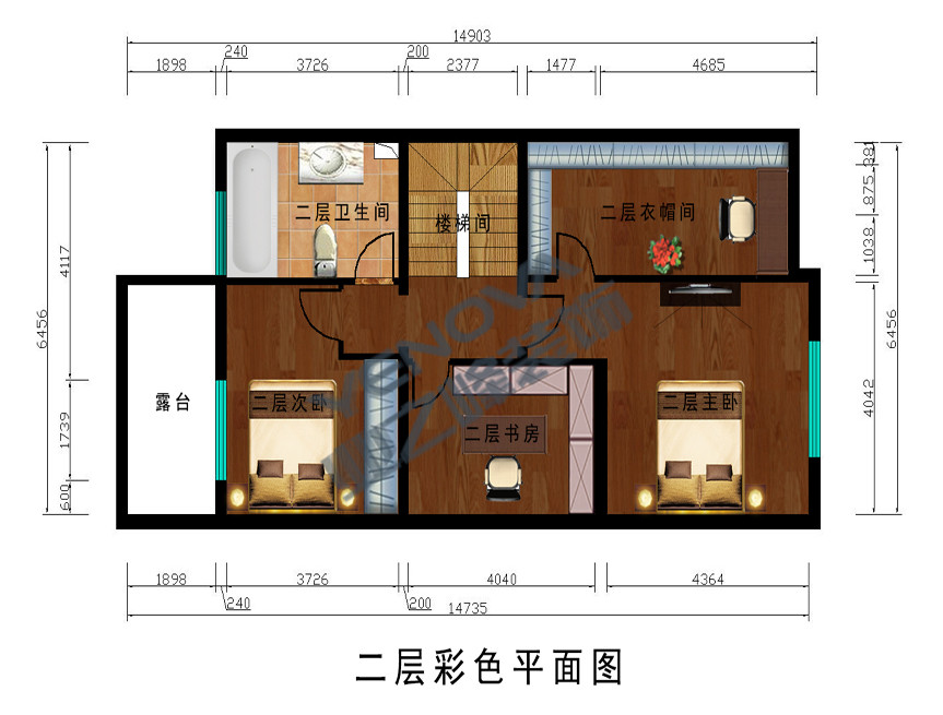 二层彩色平面图