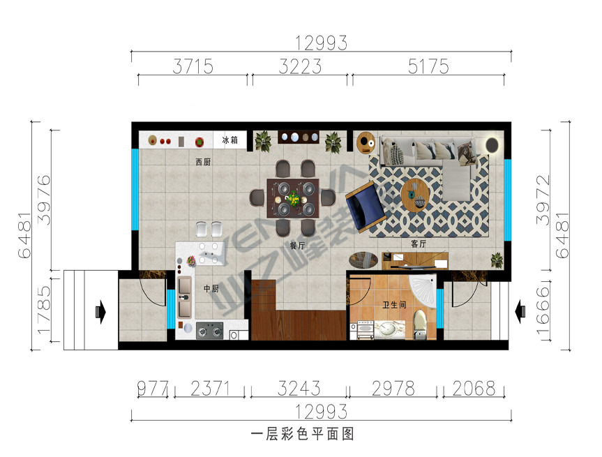 一层彩色平面图