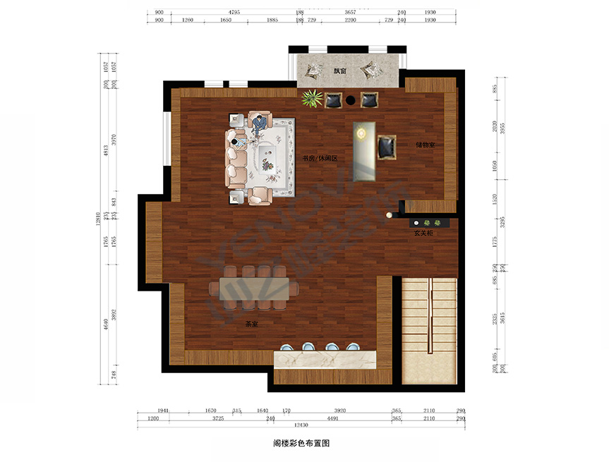 阁楼彩色平面部署图