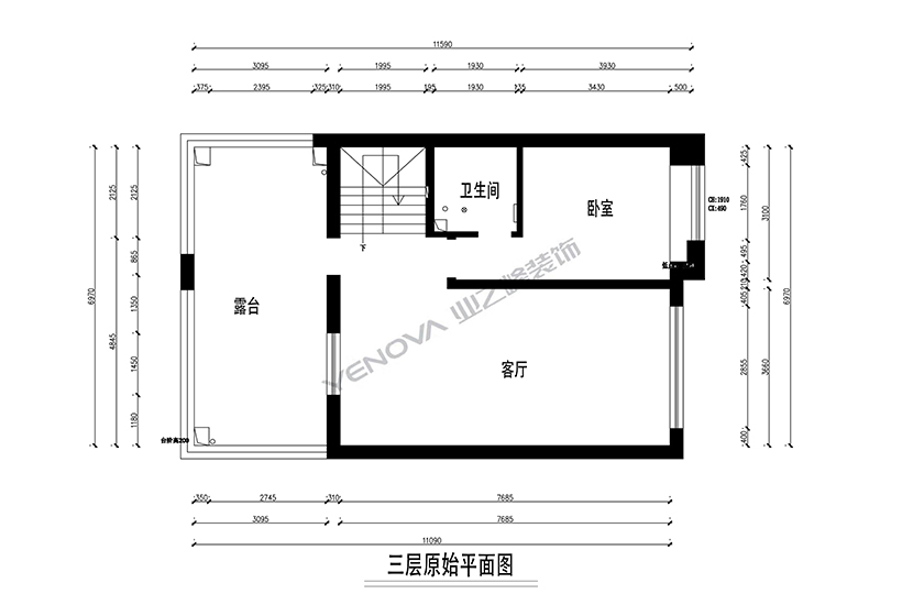 三层原始平面图