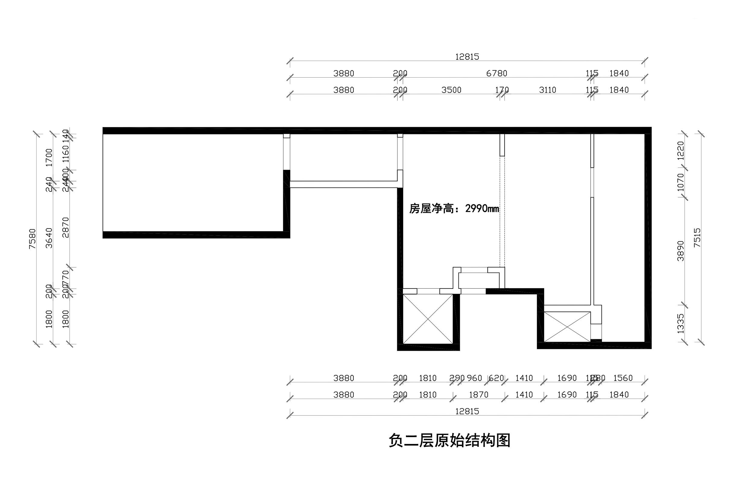 负二层原始结构图