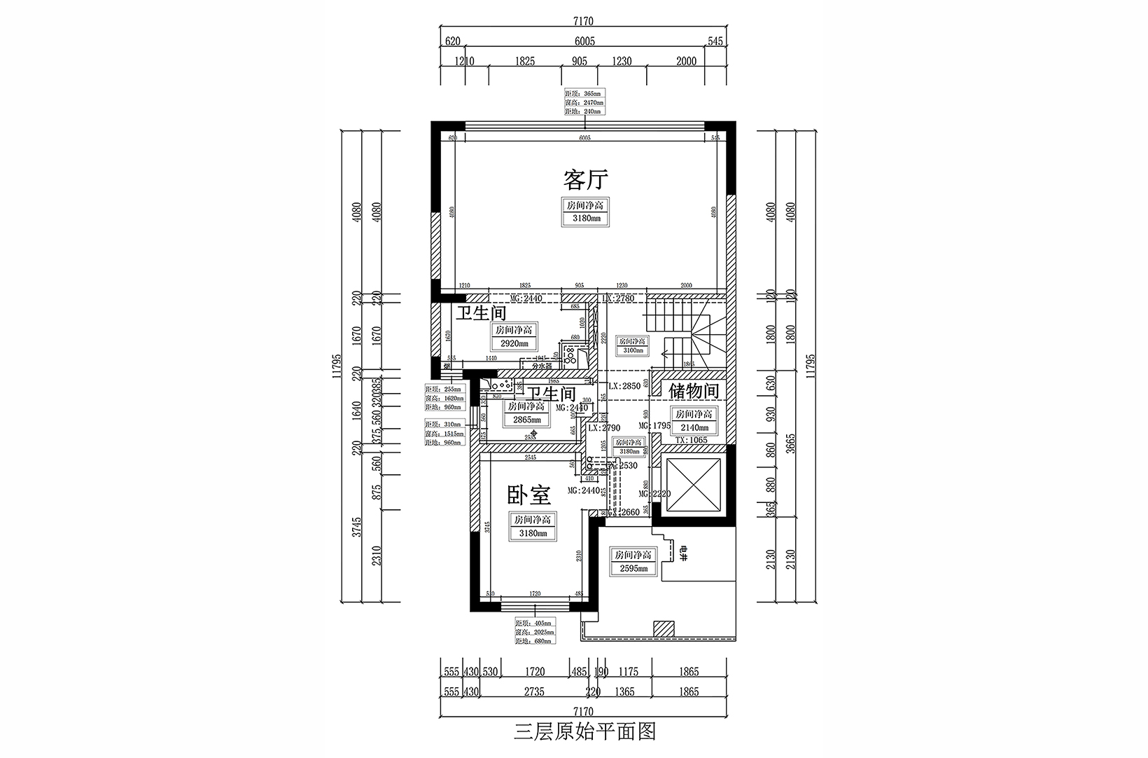 三层原始平面图