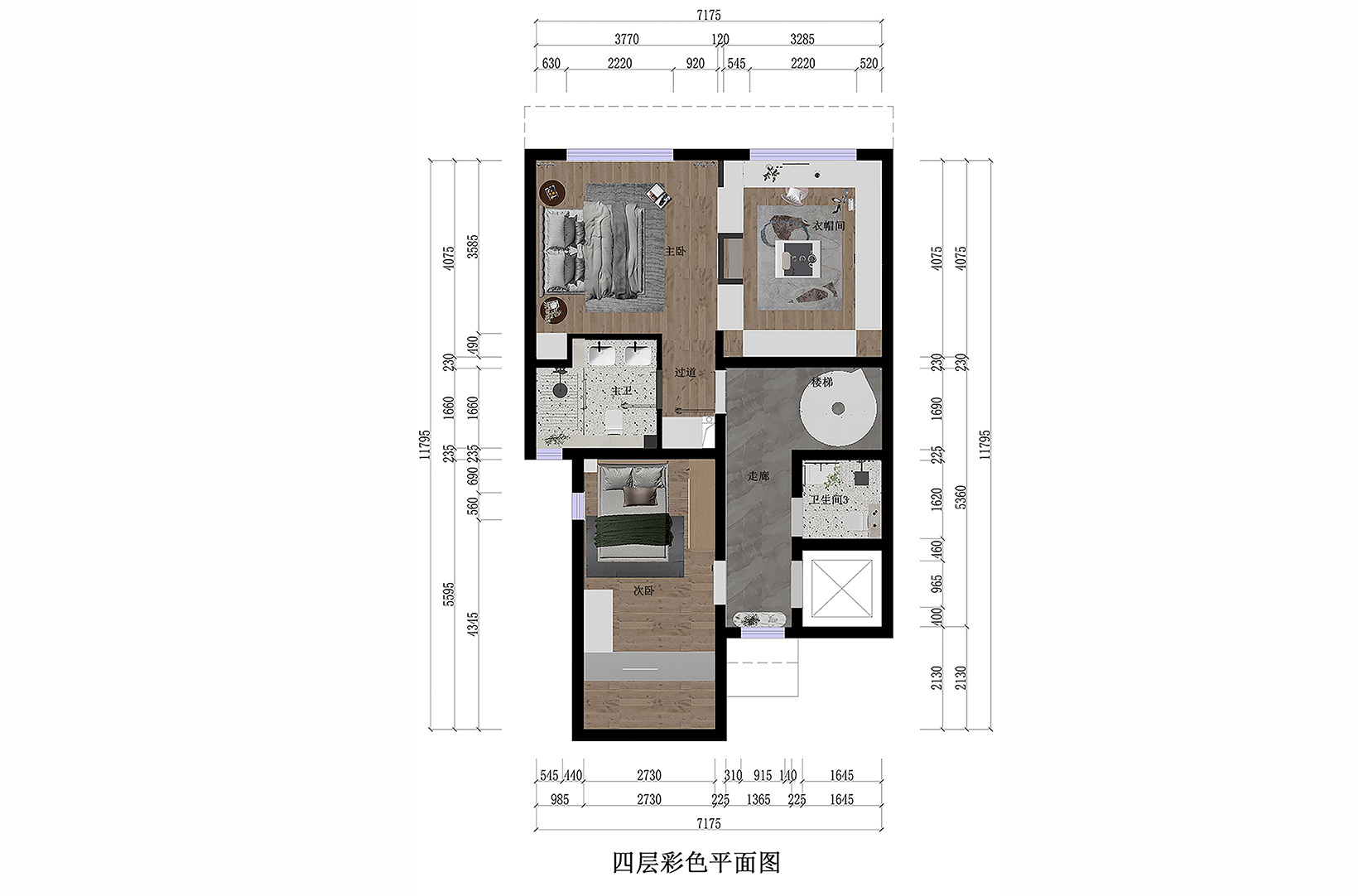 四层彩色平面图